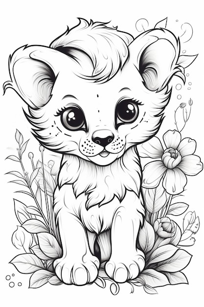 Coloring book page adorable lio