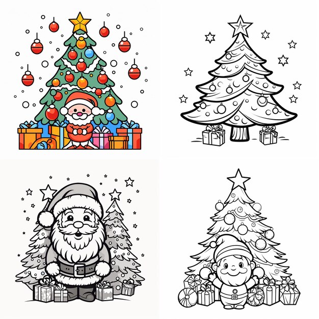 Photo coloring book page christmas themed simple coloring