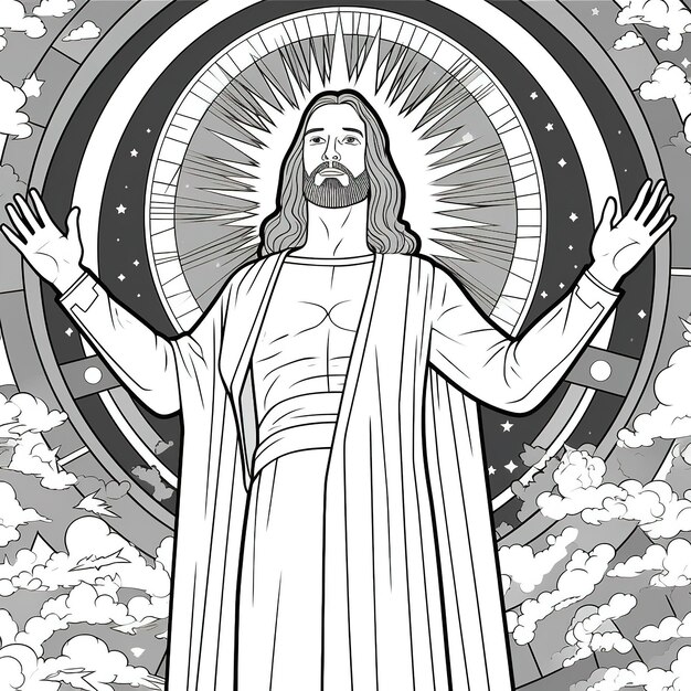 Photo coloring book page jesus