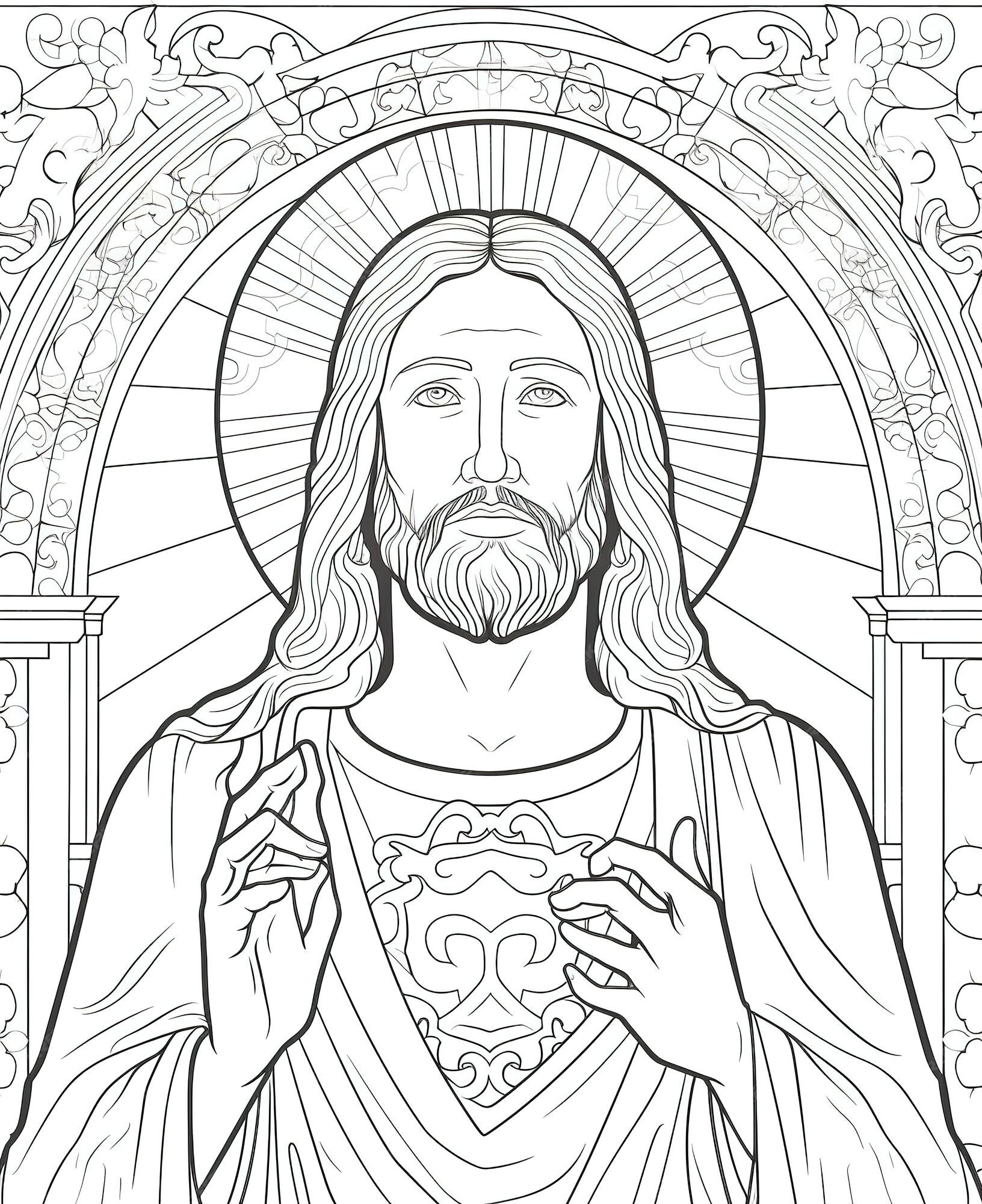 Premium Photo | Coloring book page Jesus