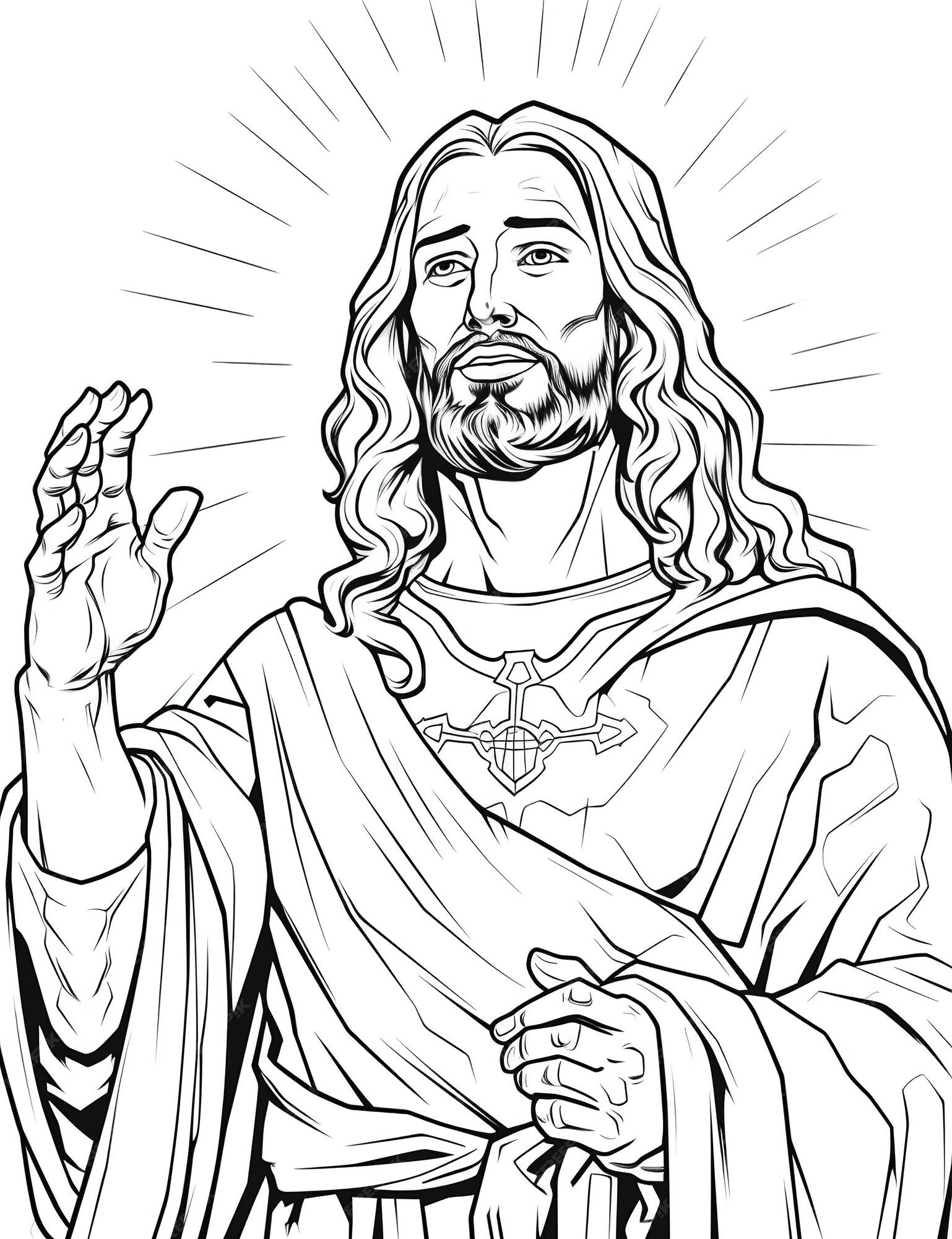 Premium AI Image | Coloring book page Jesus