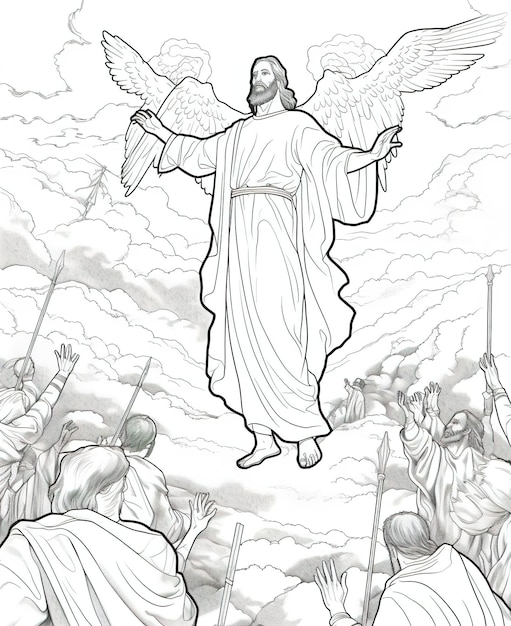 Photo coloring book page jesus