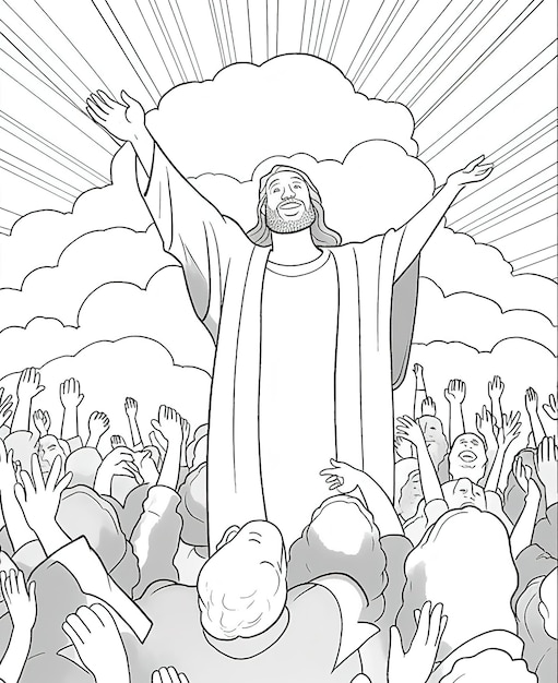 Photo coloring book page jesus