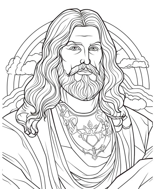 Photo coloring book page jesus