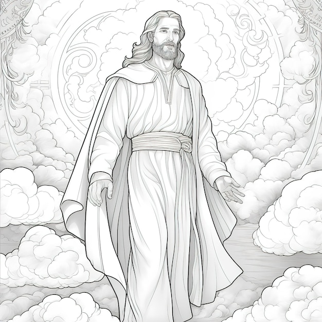 Photo coloring book page jesus