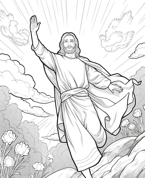 Photo coloring book page jesus