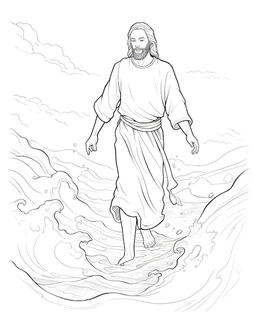 Photo coloring book page jesus