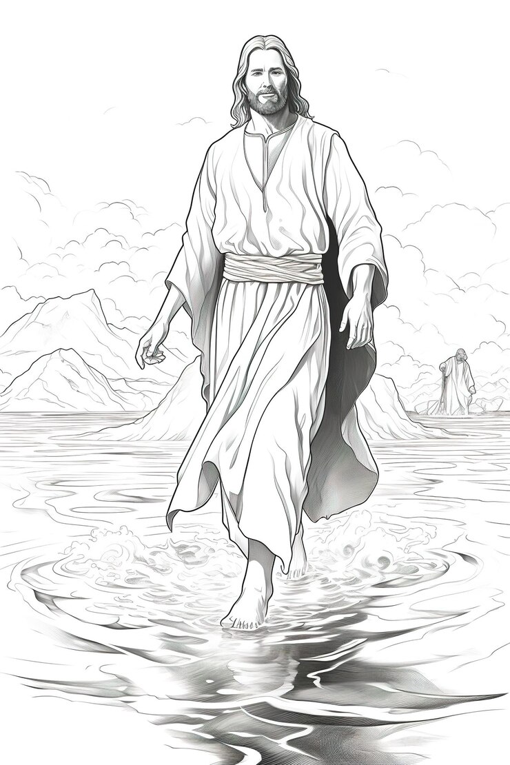 Premium Photo | Coloring book page Jesus
