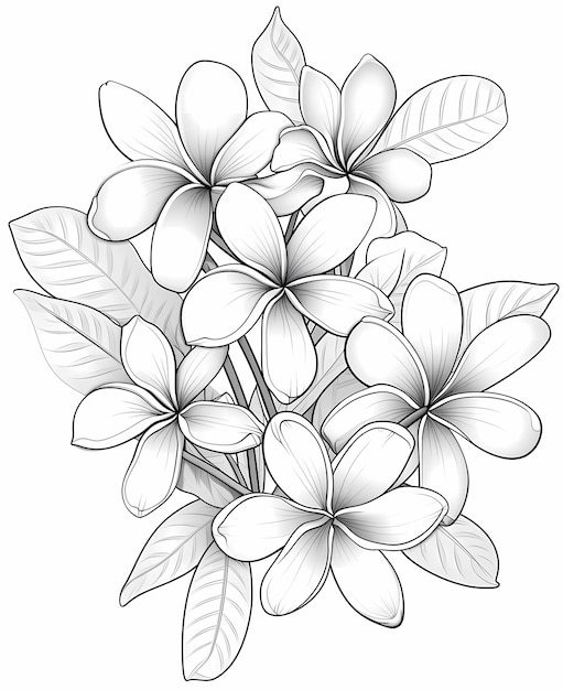 coloring book pages for kids frangipani flowers