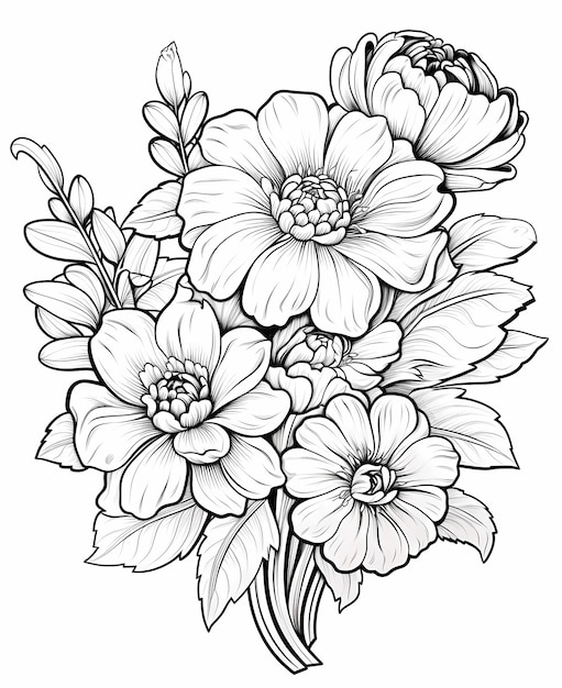 coloring book pages for kids modern grahphic flowers