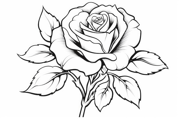 Premium AI Image | Coloring book rose nature Generate Ai