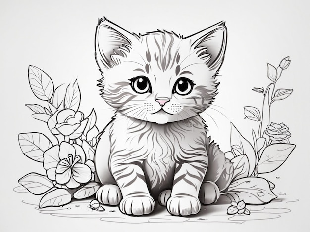 Foto disegno del gatto in stile libro da colorare