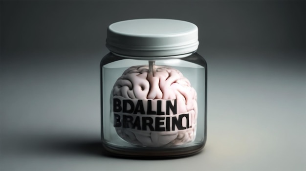 A coloring jar with a jar that says 'human brain 'on it'