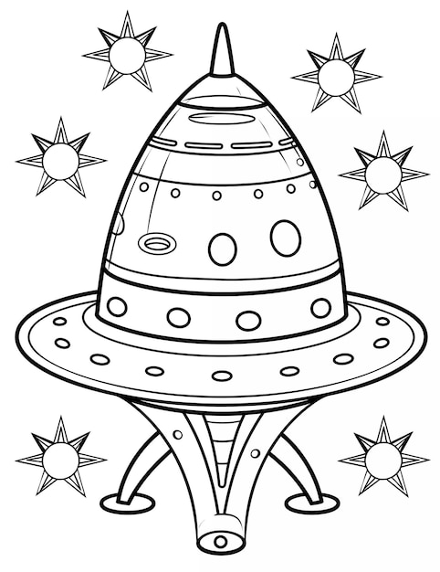 Coloring page activity for kids Coloring UFO page Educational worksheet for preschool