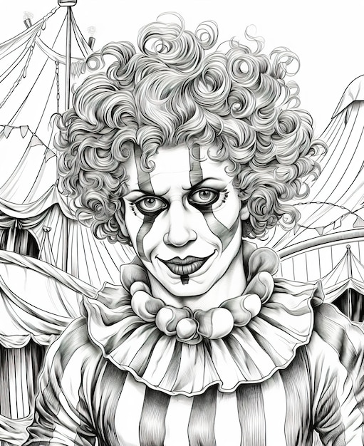 Coloring page for adults circus freakshow people