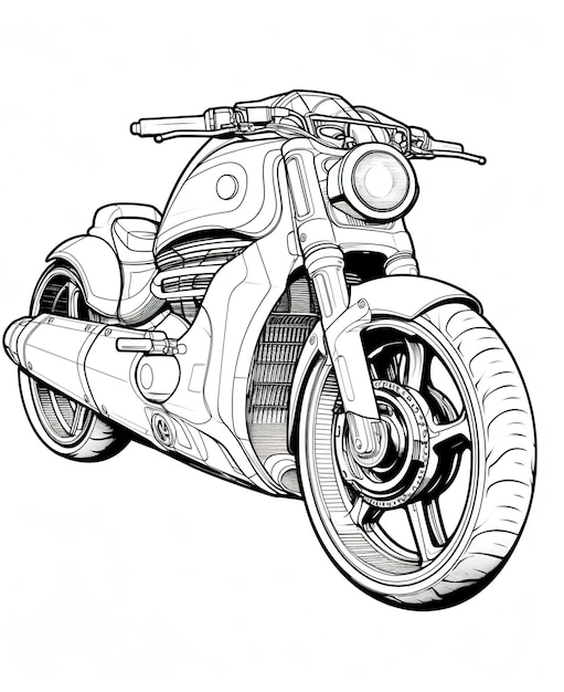 Photo coloring page for adults electric and aerodynamic motorcycle