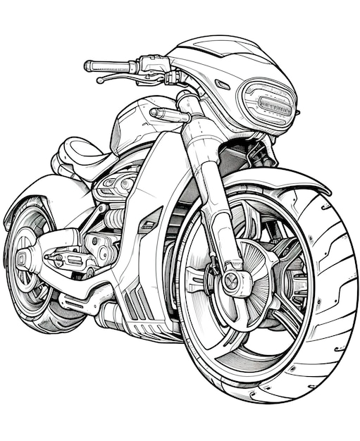 大人の電動バイクと空力バイクのぬりえページ