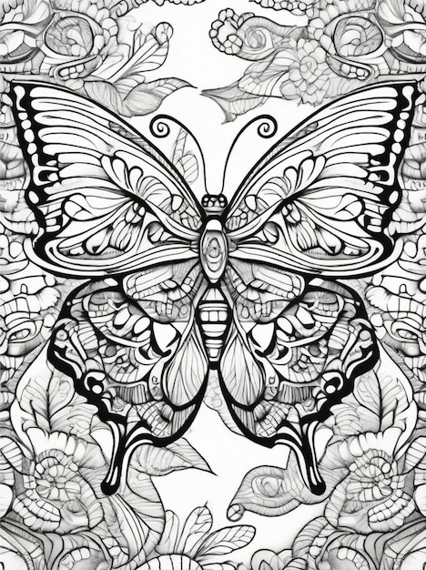 coloring page for adults floral butterflies