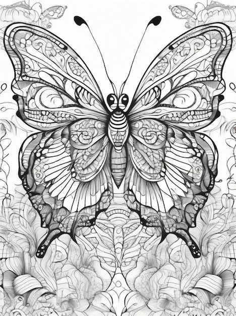 coloring page for adults floral butterflies