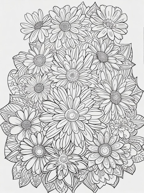 coloring page for adults flower line art