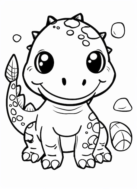 a coloring page of a baby dragon with hearts on it generative ai
