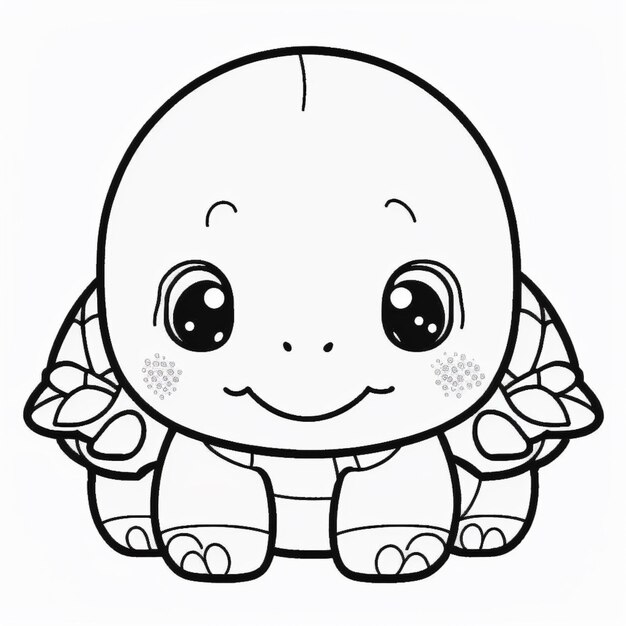 a coloring page of a baby turtle with a big smile generative ai