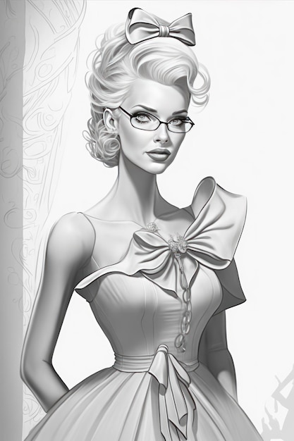 Coloring page barbie grayscale