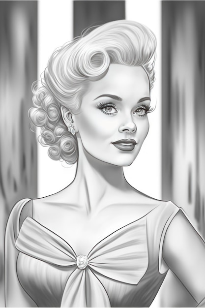 Coloring page barbie grayscale