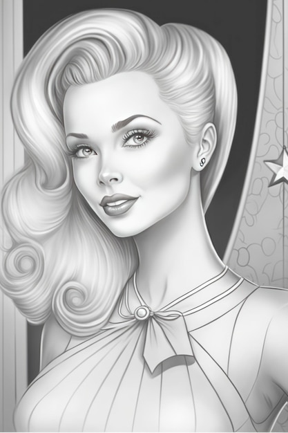 Coloring page barbie grayscale