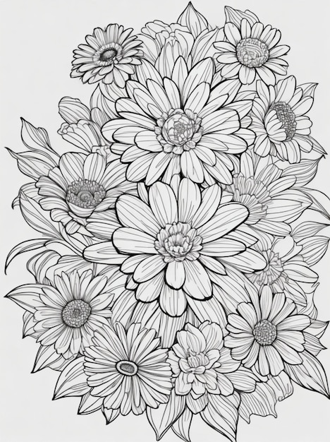 Photo coloring page beautiful flower line art