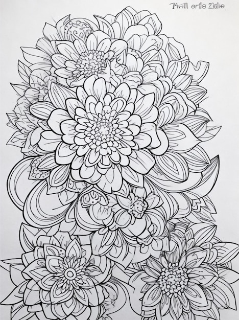 Coloring page beautiful flower line art