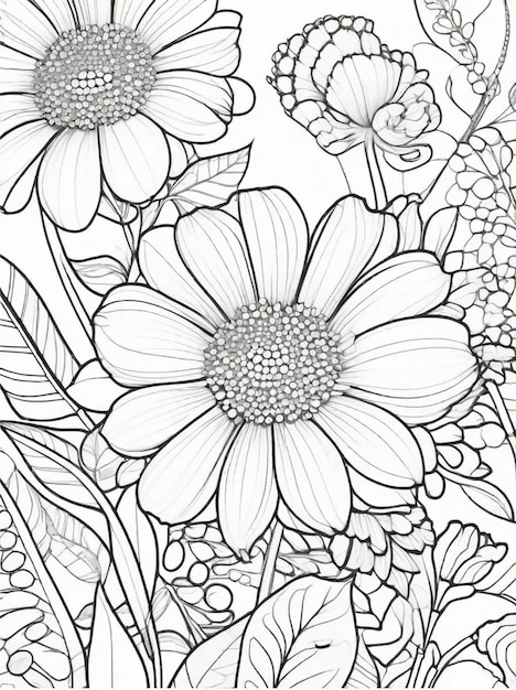 Coloring page beautiful flower line art