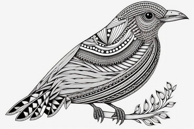 Coloring page bird think lines