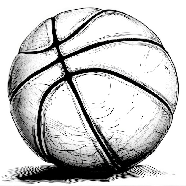 Coloring Page Black and White Sketch of a Basketball Premium AI Coloring Page Black and White Sketch of a Basketball Premium AI