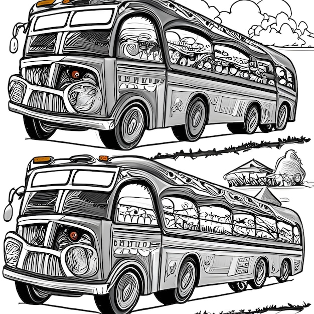 Photo coloring page bus 2