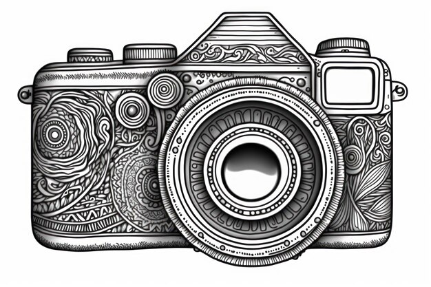 Coloring page camera think lines