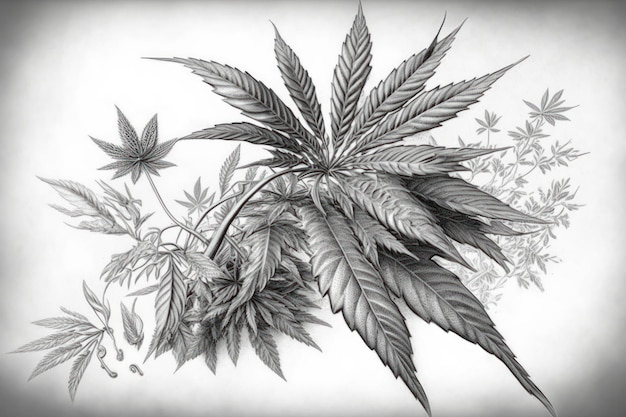 Coloring page cannabis grayscale