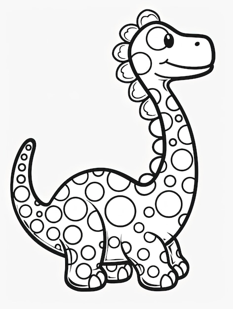 Photo a coloring page of a cartoon dinosaur