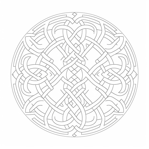 Photo a coloring page of a celtic design with a knot in the middle generative ai