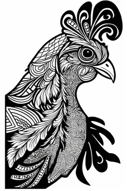 Coloring page chicken think lines