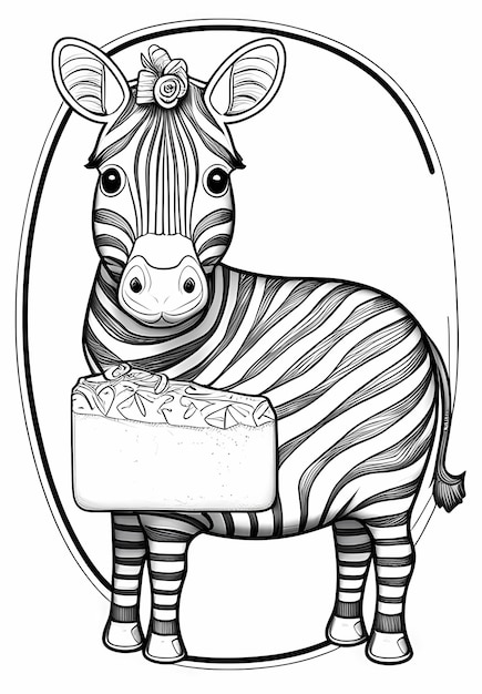 Coloring page cute zebra in the shape of cheese