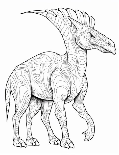 Photo a coloring page of a dinosaur with a pattern on it generative ai