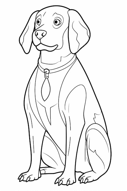 Photo a coloring page of a dog wearing a tie sitting generative ai