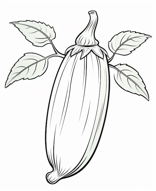Coloring page eggplant vegetable clean illustration picture AI generated art