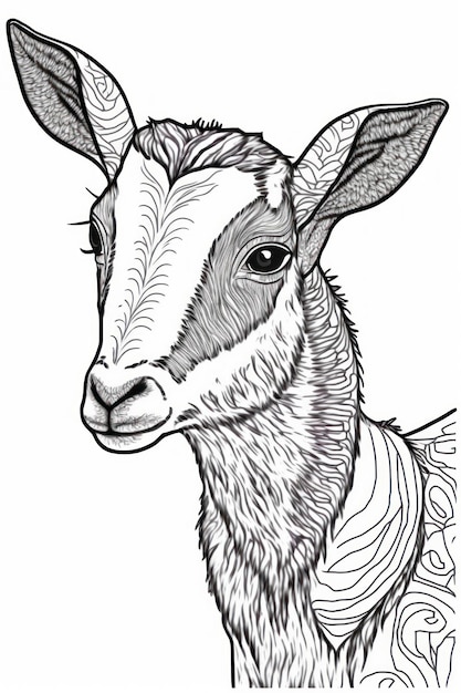 Photo coloring page farm animal think lines