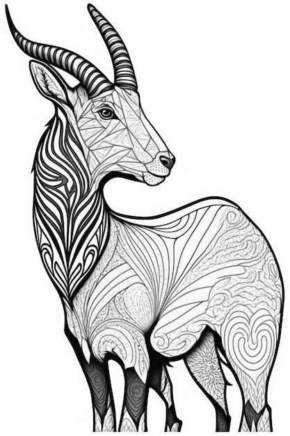 Coloring page farm animal think lines