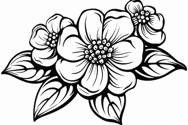 Photo coloring page for flower drawing for scrapbooking memorable pages