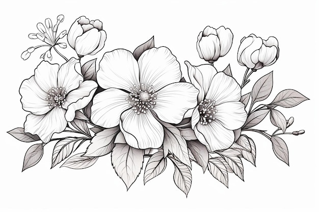 Coloring page for Flower Drawing for Tattoo Design Ideas