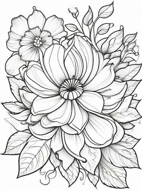 coloring page flower line art