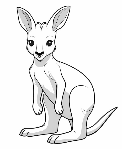 Фото Раскраски для детей кенгуру супер просто мультфильмный стиль толстая линия низкая деталь
